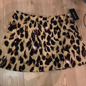 Plus tan leopard print satin mini skirt